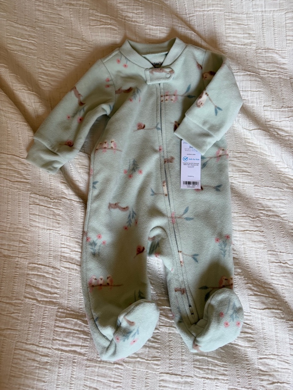 NWT Carter's Baby Girl Squirrel Print Loose Fit Long-Sleeve Sleep & Play Pajamas